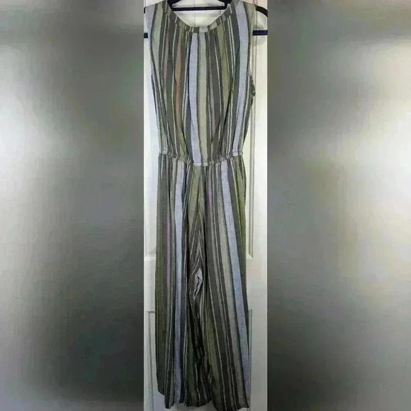 Sonoma Sleeveless Belted V-neck Jumpsuit Linen Blend Sz Small - Picture 3 of 10